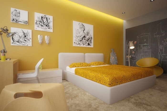 استفاده از رنگ زرد در اتاق خواب
