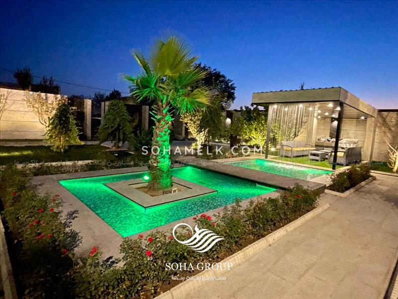 1000متر باغ ویلا با طراحی فوق العاده زیبا و مدرن درشهرک زعفرانیه  کردان کرج